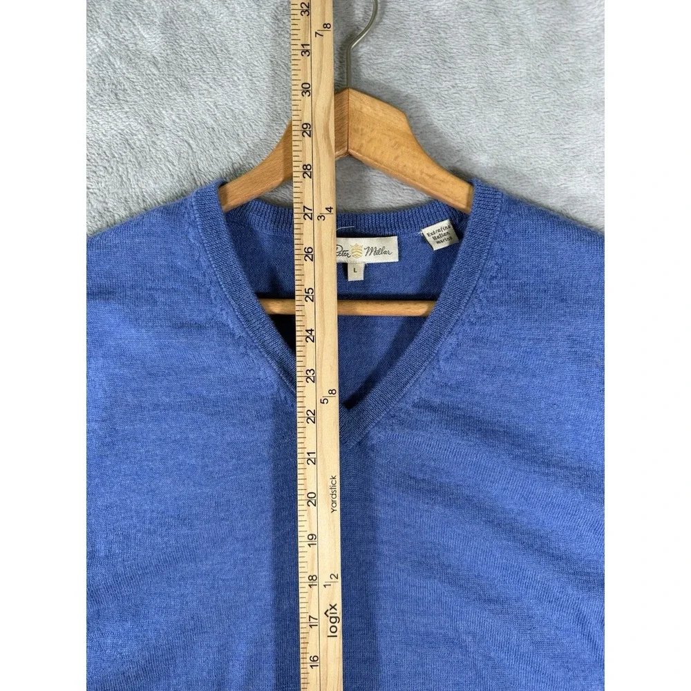 Peter Millar Vest Mens Large Blue Italian Merino Wool V Neck Sleeveless
